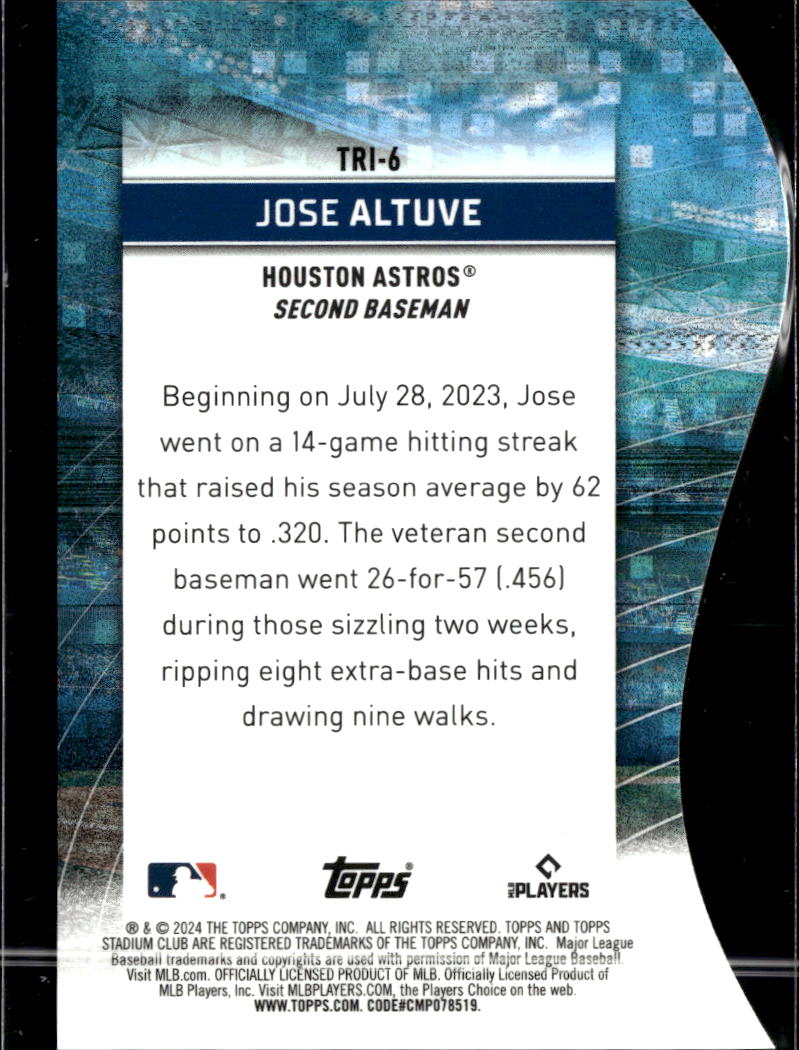 Jose Altuve 2024 Topps Stadium Club Chrome Triumvirates Houston Astros