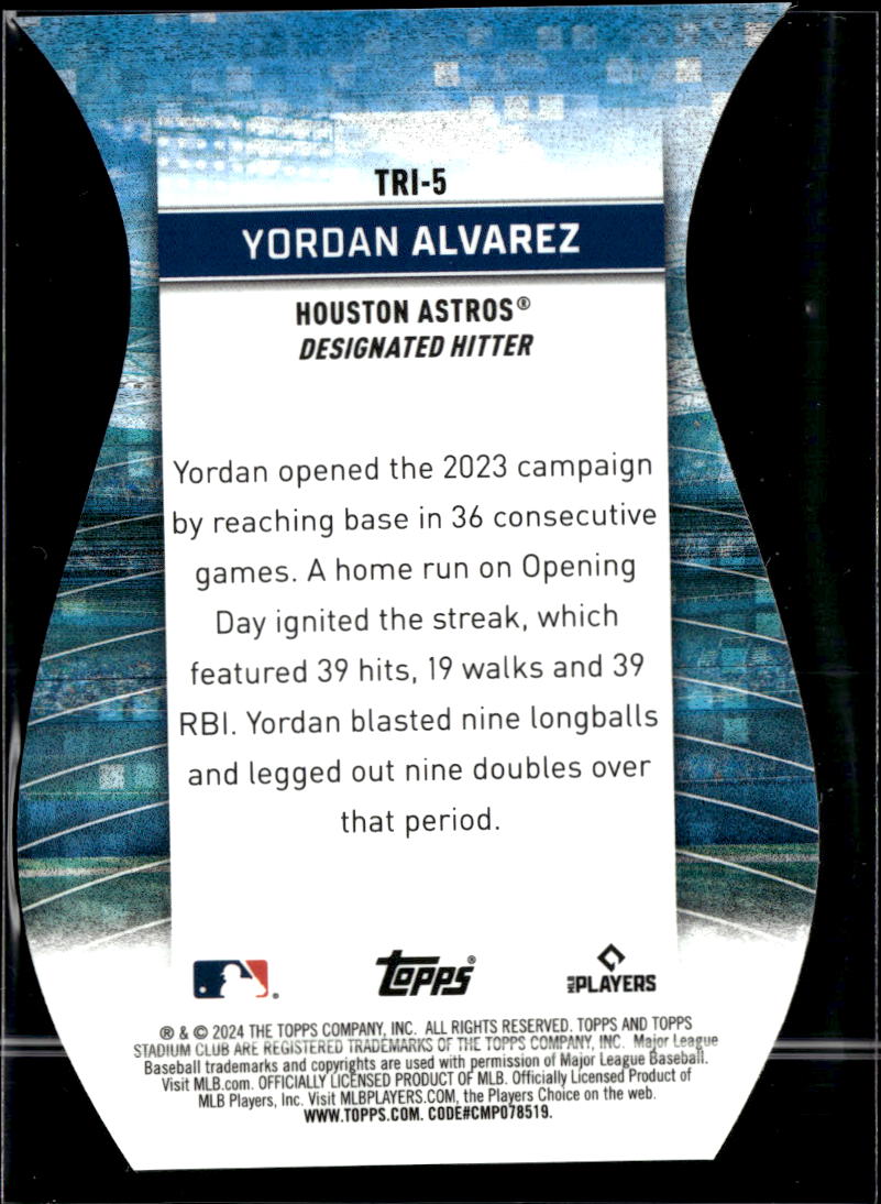 Yordan Alvarez 2024 Topps Stadium Club Chrome Triumvirates Houston Astros