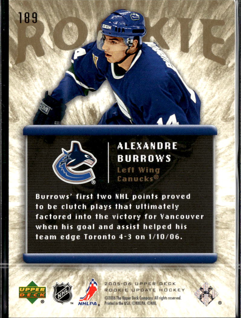 Alexandre Burrows 2006 Upper Deck Rookie Update 1102/1999 Vancouver Canucks