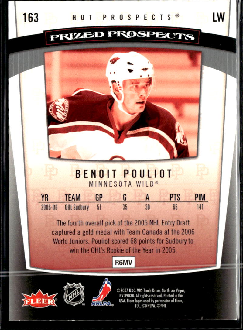 Benoit Pouliot 2007 Fleer Hot Prospects Prized Prospects 1232/1999 Wild
