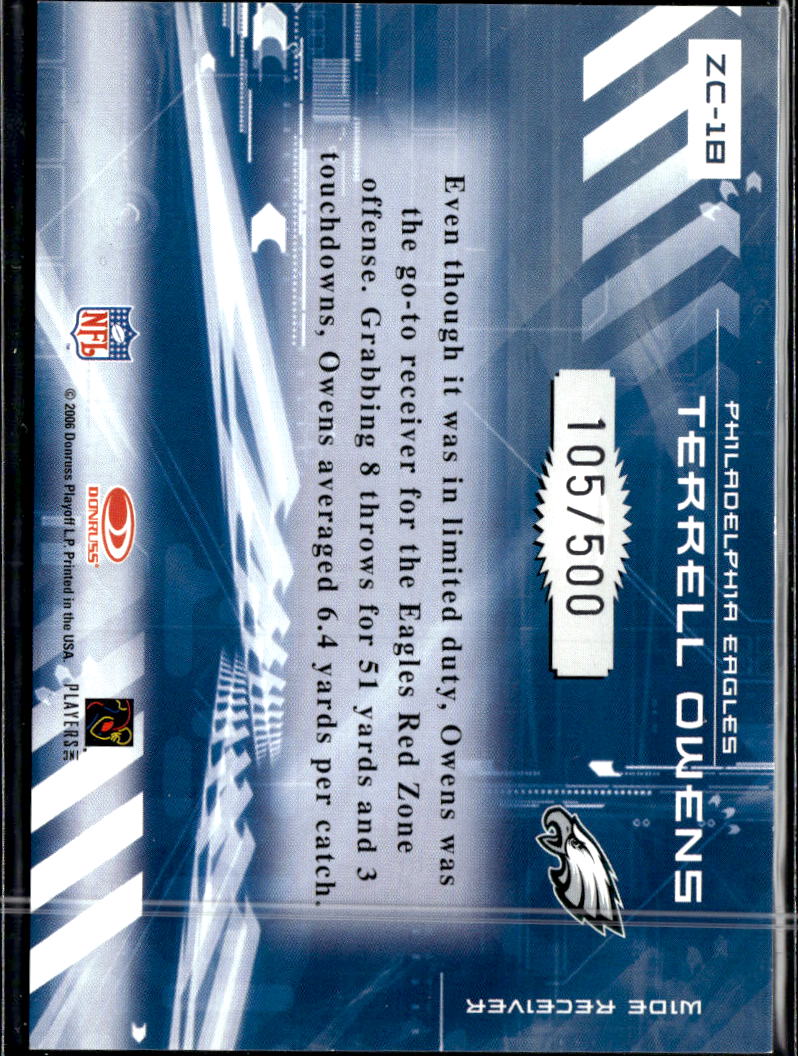 Terrell Owens 2006 Donruss Elite Zoning Commission /500 Philadelphia Eagles