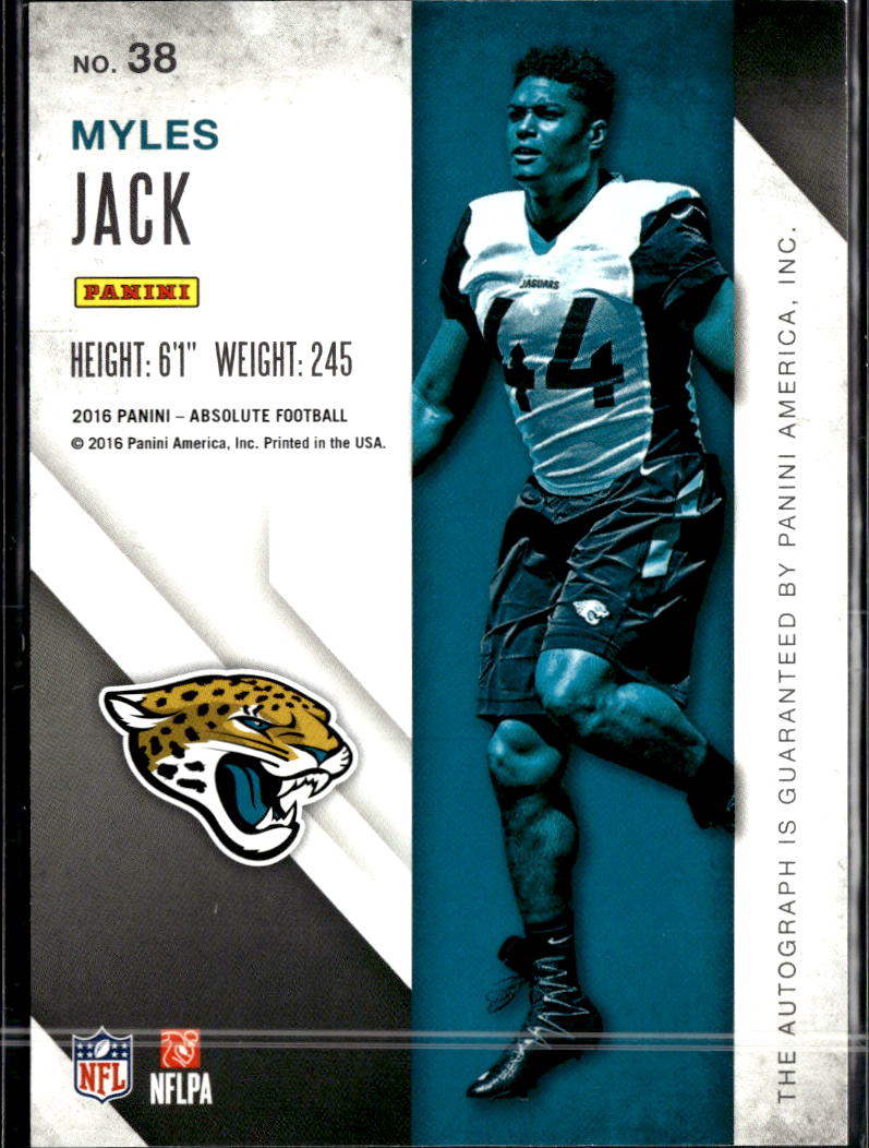 Myles Jack 2016 Absolute Auto Autograph RC Jacksonville Jaguars