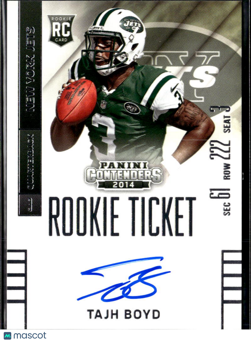 Tajh Boyd 2014 Contenders Auto Autograph RC New York Jets