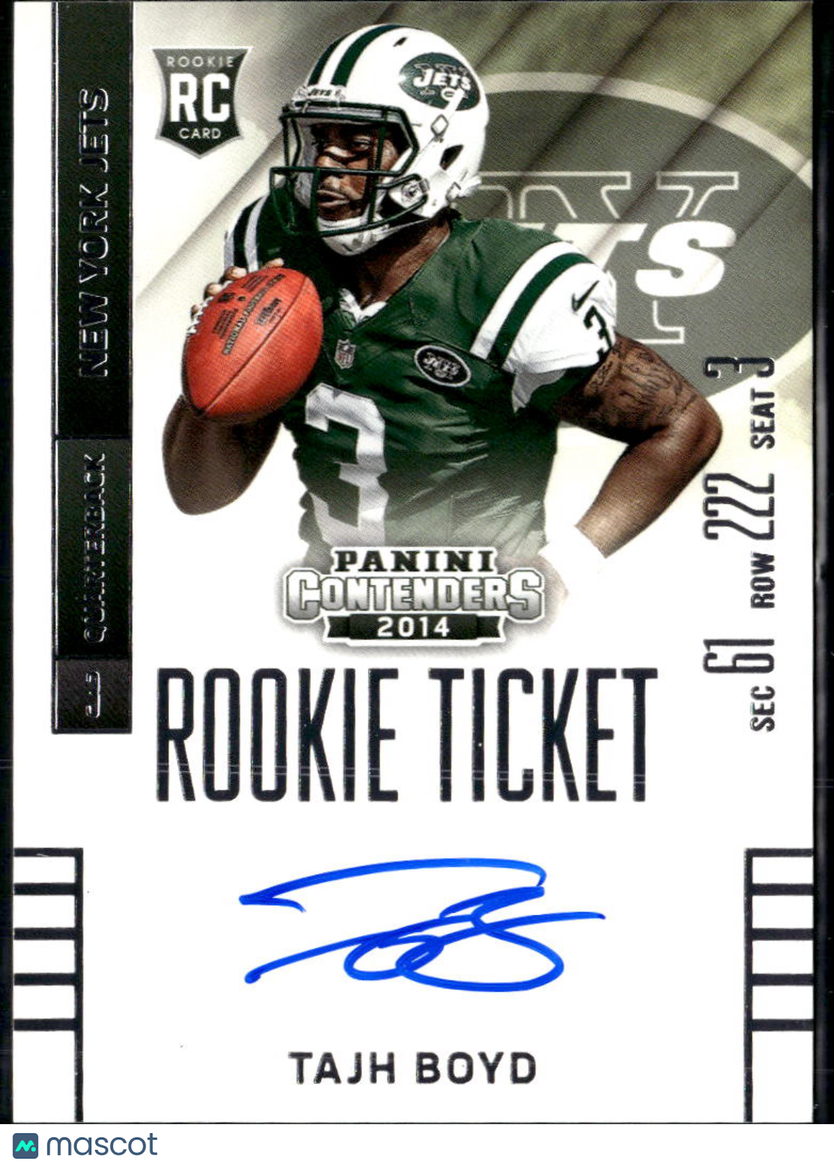 Tajh Boyd 2014 Contenders Auto Autograph RC New York Jets