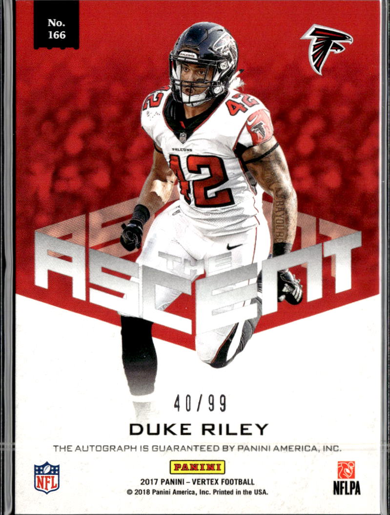 Duke Riley 2018 Vertex Auto Autograph Rookie RC /99 Atlanta Falcons