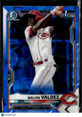 Malvin Valdez 2021 Bowman Chrome 1st Sapphire Cincinnati Reds