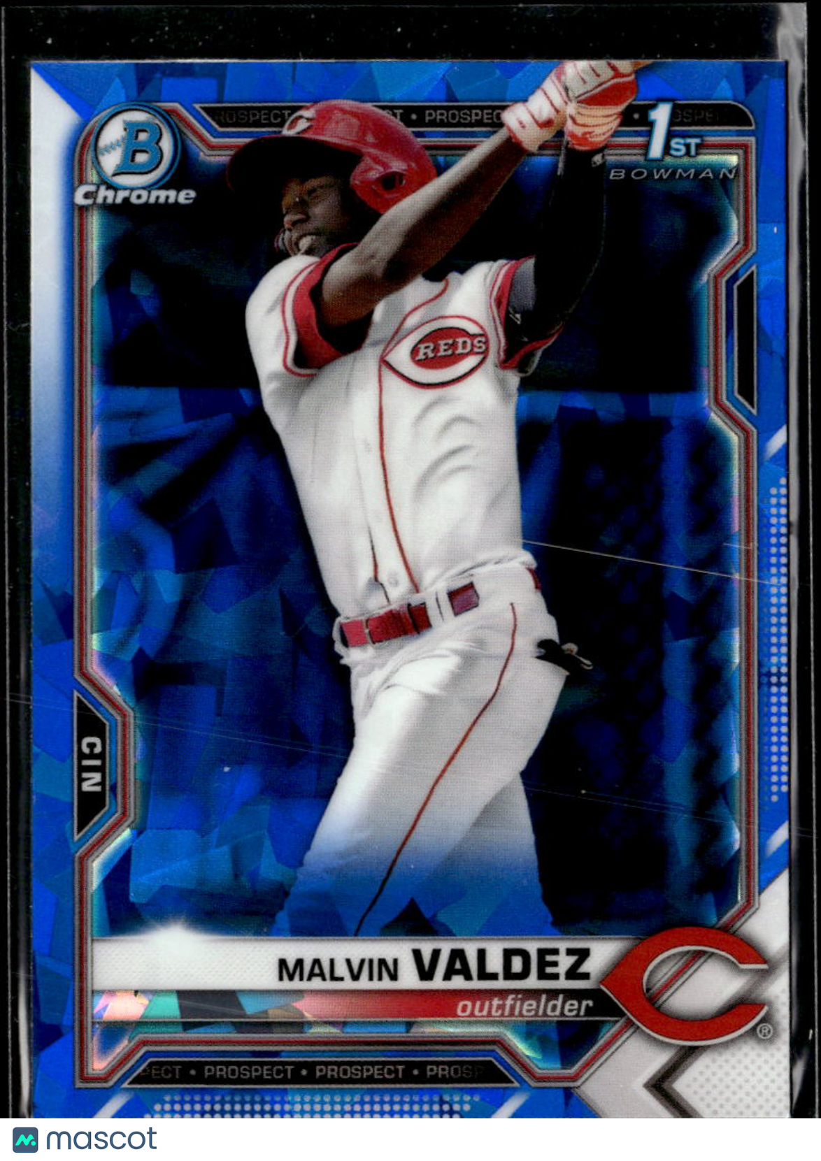 Malvin Valdez 2021 Bowman Chrome 1st Sapphire Cincinnati Reds