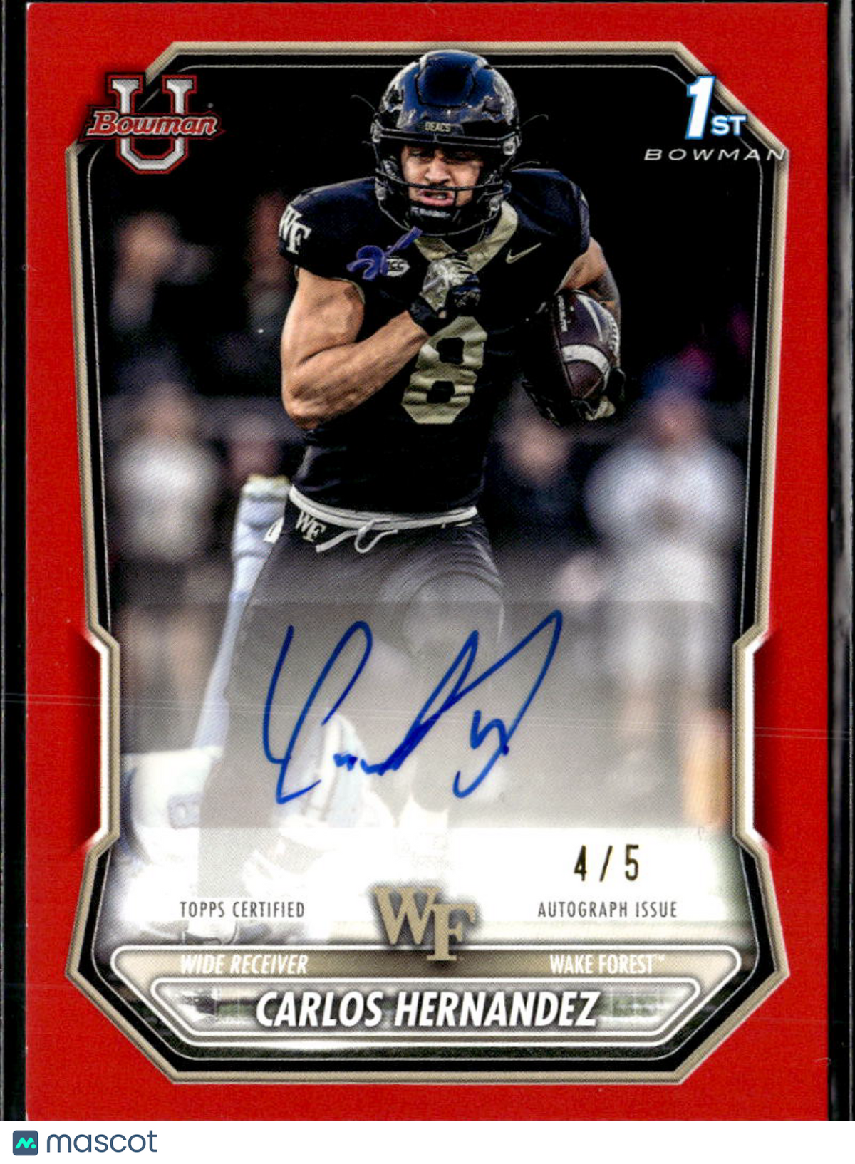 Carlos Hernandez 2026 Bowman 1st Auto Autograph RED 4/5 Wake Forest
