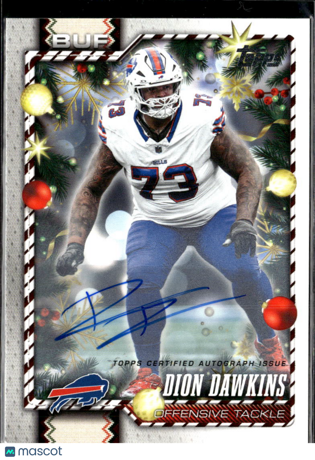 Dion Dawkins 2026 Topps Holiday Auto Autograph Buffalo Bills