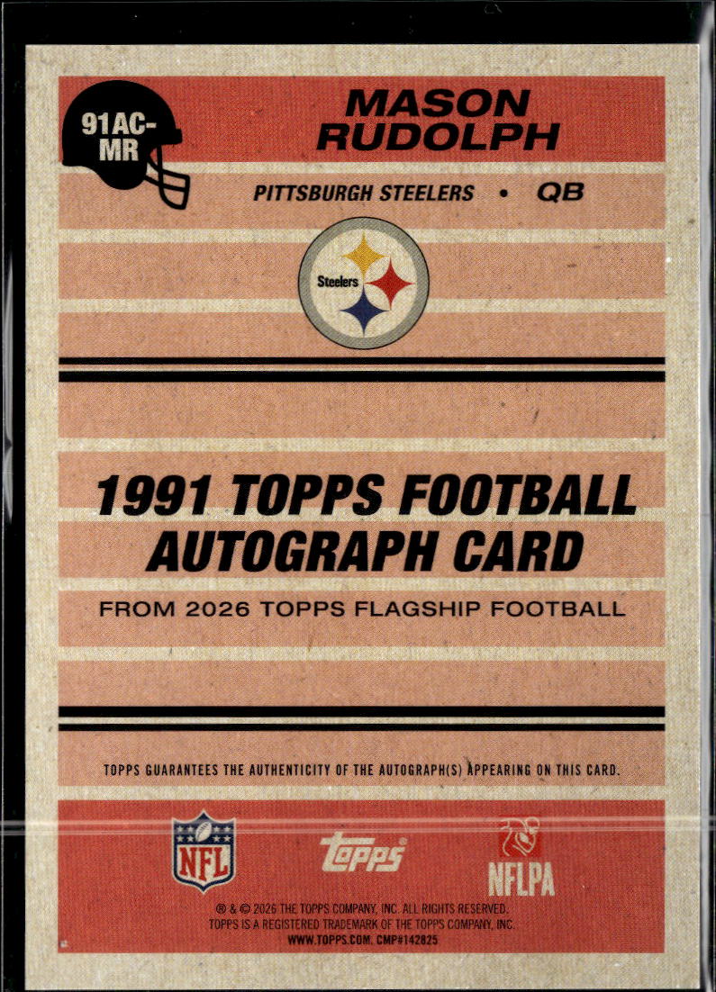 Mason Rudolph 2026 Topps Flagship Auto Autograph Pittsburgh Steelers