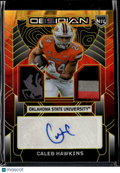Caleb Hawkins 2026 Obsidian Auto Autograph LOGO Patch RC 5/7 Oklahoma State OSU