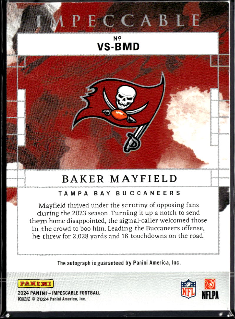 Baker Mayfield 2024 Impeccable Auto Autograph 5/49 Tampa Bay Buccaneers
