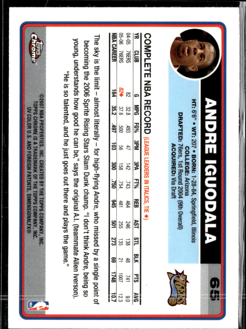Andre Iguodala 2006-07 Topps Chrome #65 Philadelphia 76ers