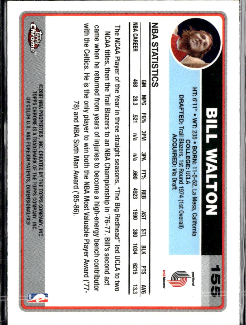 Bill Walton 2006-07 Topps Chrome #155 Portland Trail Blazers