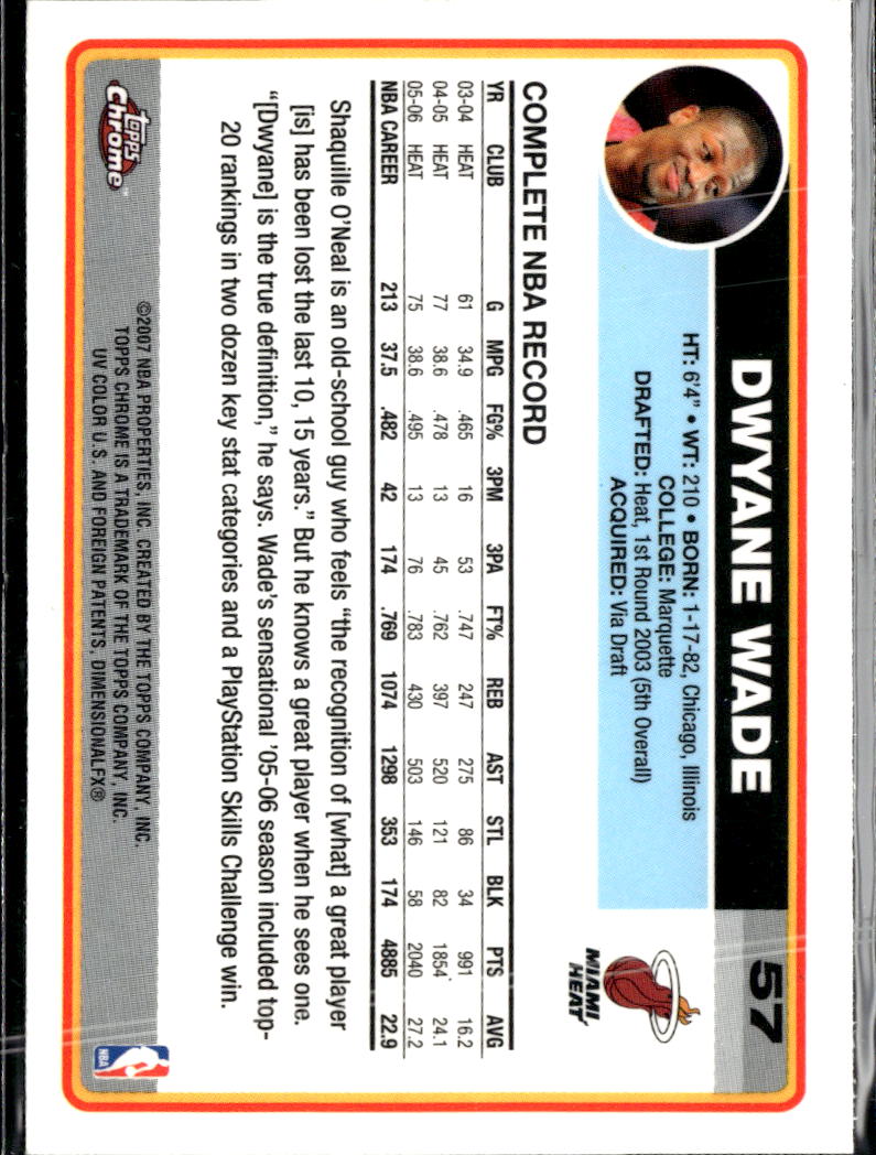 Dwyane Wade 2006-07 Topps Chrome #57 Miami Heat