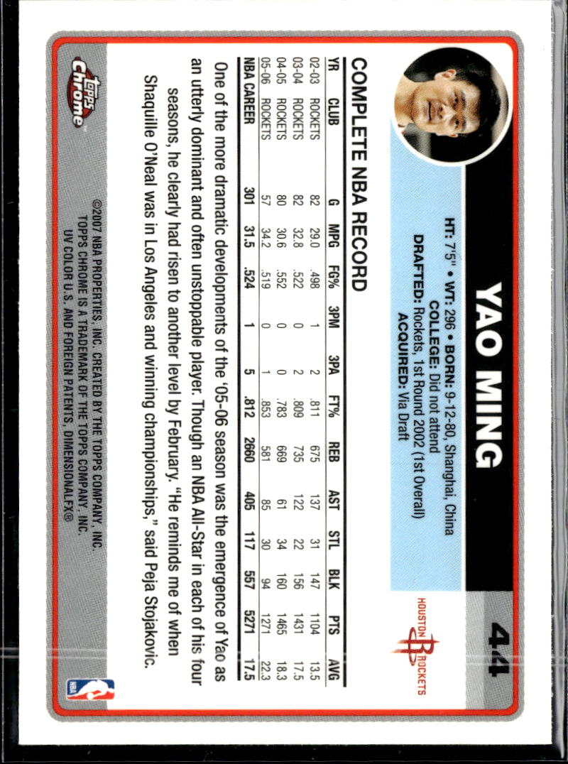 Yao Ming 2006-07 Topps Chrome #44 Houston Rockets
