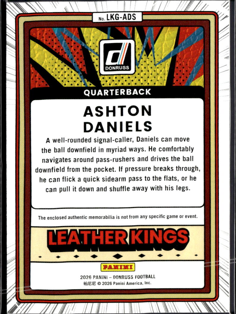 Ashton Daniels 2026 Donruss Leather Kings Patch RC Florida State