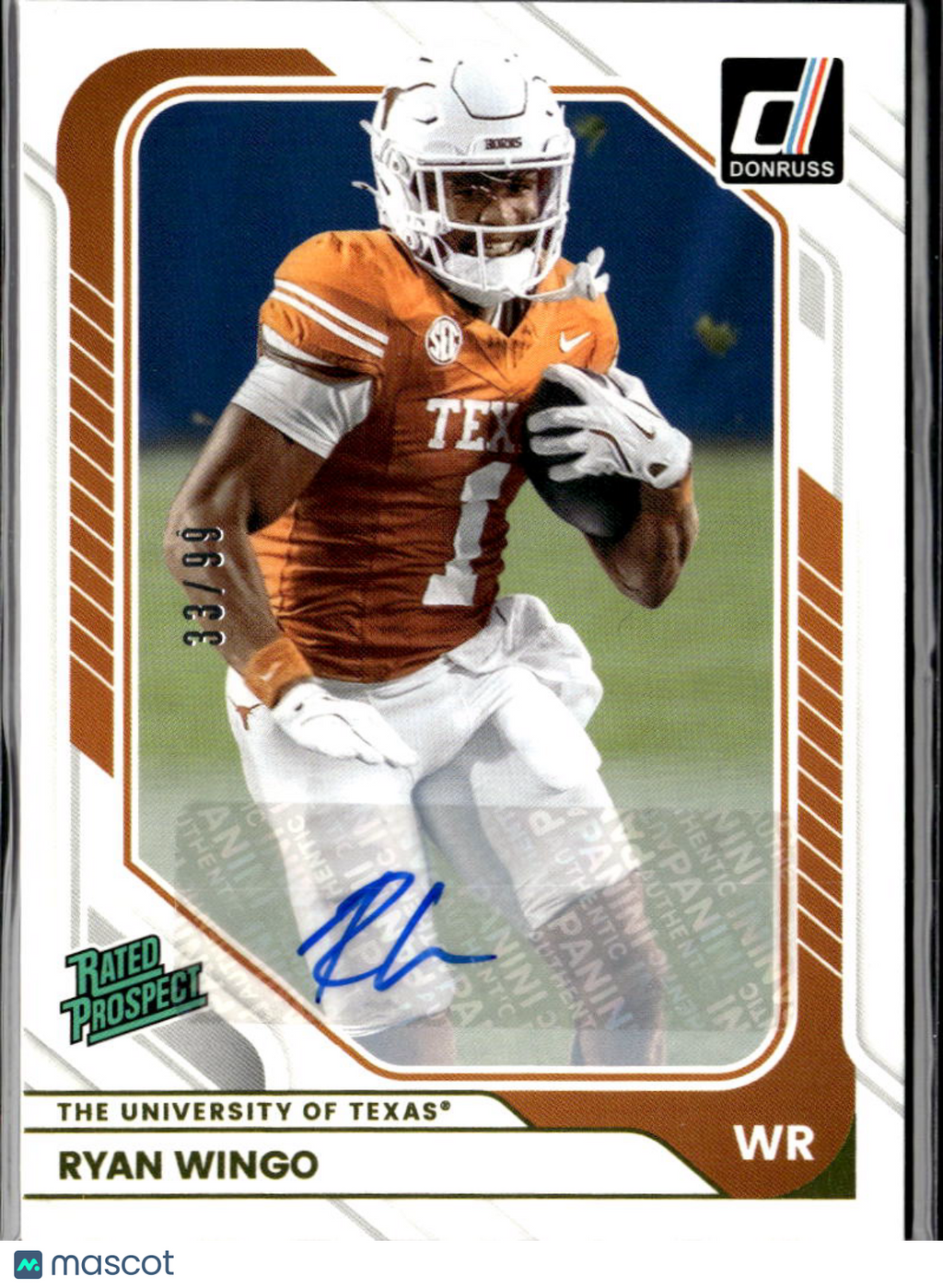 Ryan Wingo 2026 Donruss Rated Prospect Autograph Auto 33/99 Texas Longhorns