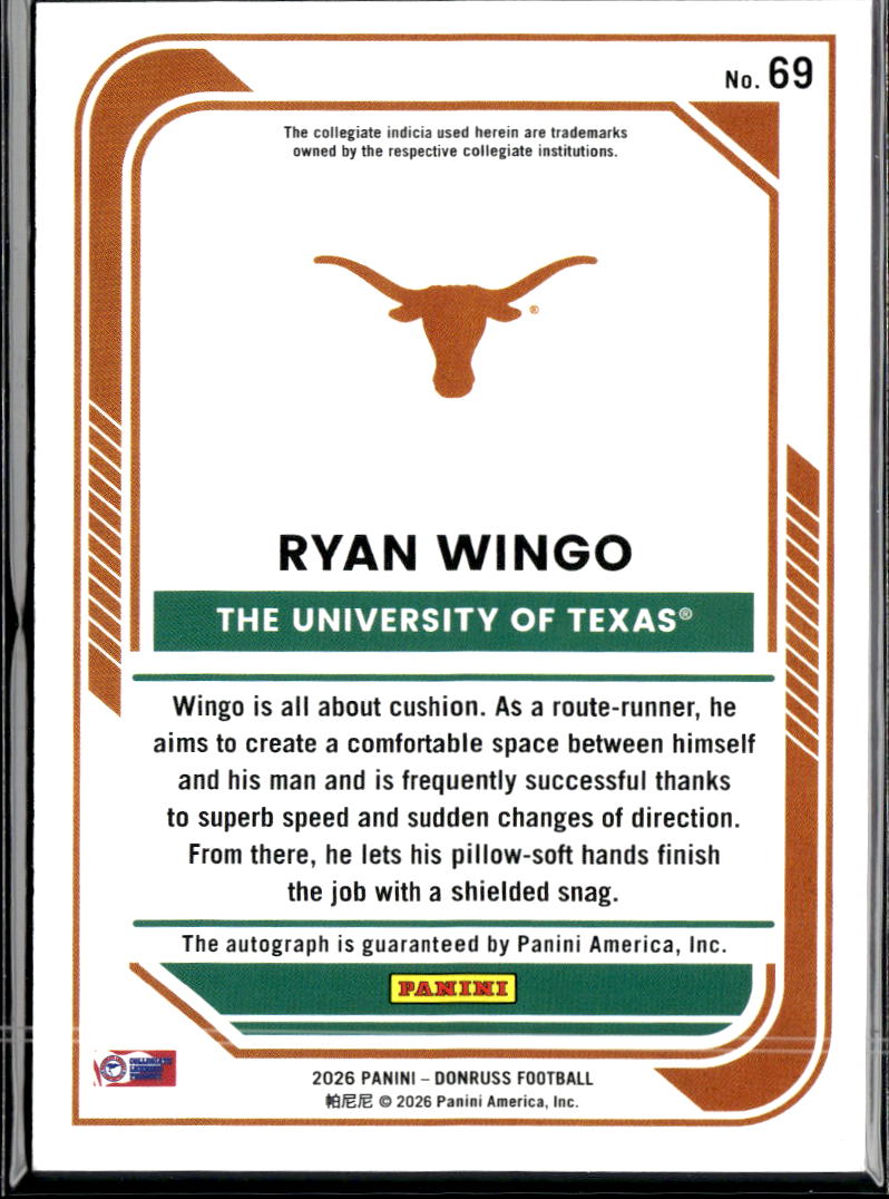 Ryan Wingo 2026 Donruss Rated Prospect Autograph Auto 33/99 Texas Longhorns