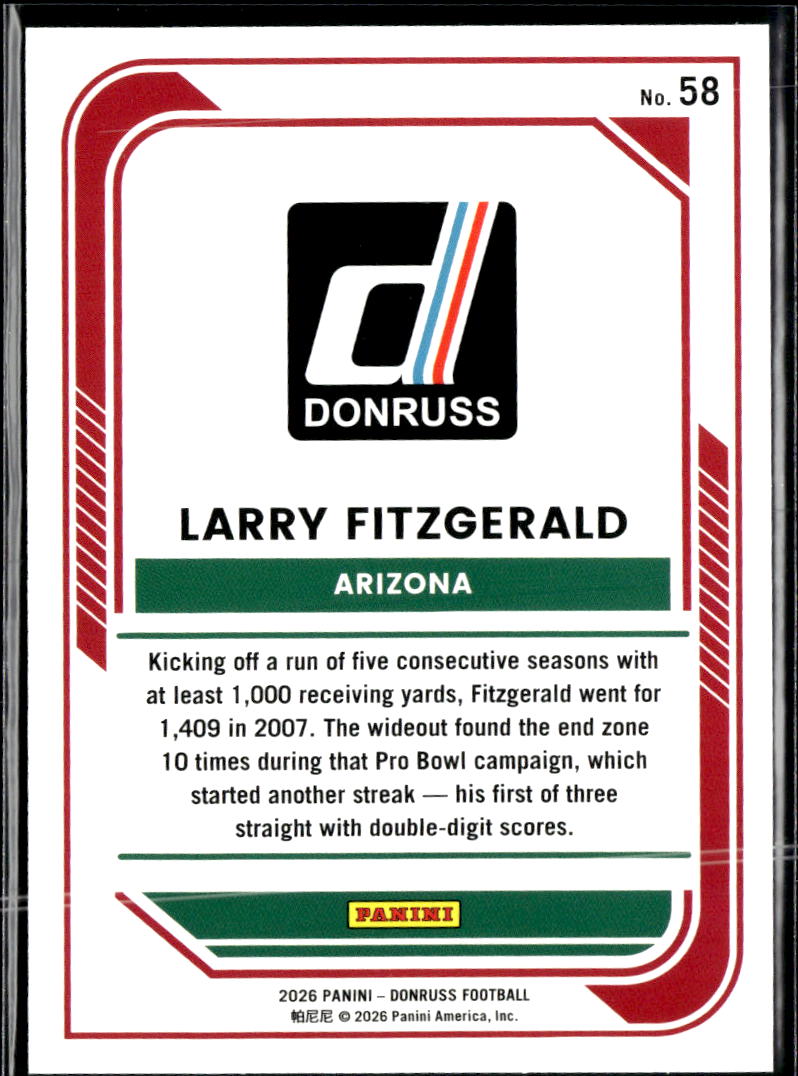 Larry Fitzgerald 2026 Donruss Blue 46/65 Arizona Cardinals