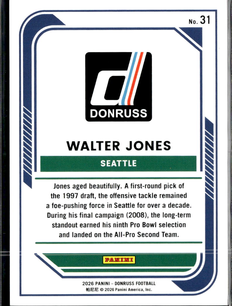 Walter Jones 2026 Donruss Red 103/125 Seattle Seahawks