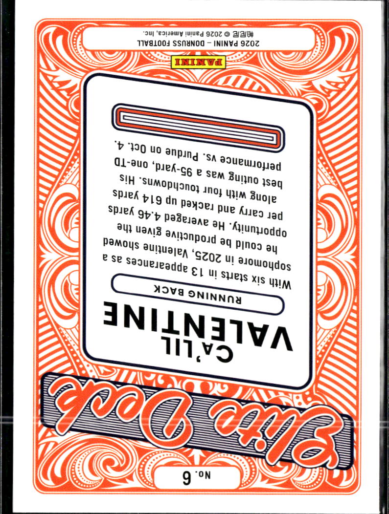 Ca'Lil Valentine 2026 Donruss Elite Rookie on Deck RC Illinois Fighting Illini