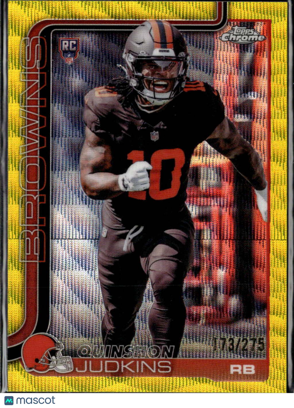 Quinshon Judkins 2025 Topps Chrome RC Yellow Wave Refractor /275 Browns