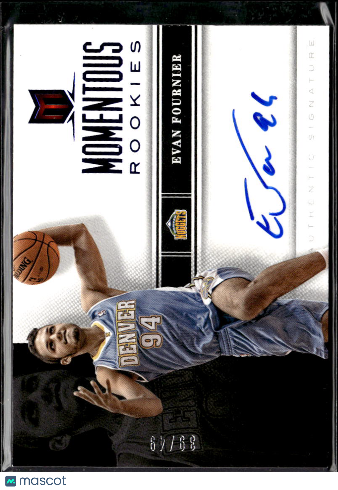 Evan Fournier 2013 Momentum Auto Autograph RC 39/49 Denver Nuggets