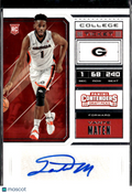 Yante Maten 2018 Contenders Draft Auto Autograph RC Georgia Bulldogs