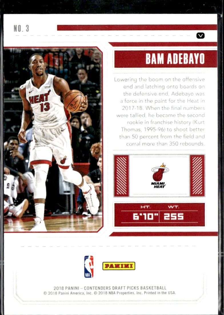 Bam Adebayo 2018 Contenders Holo 88/99 Miami Heat