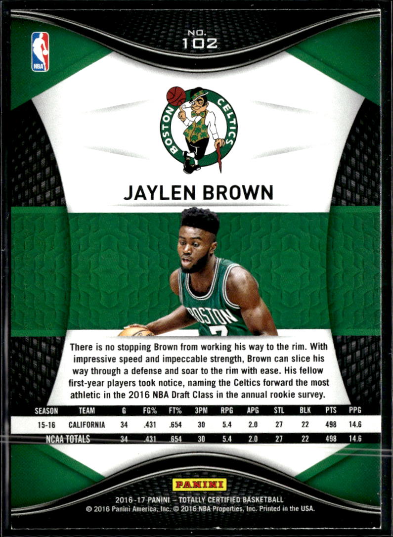 Jaylen Brown 2016-17 Totally Certified RC Rookie Boston Celtics