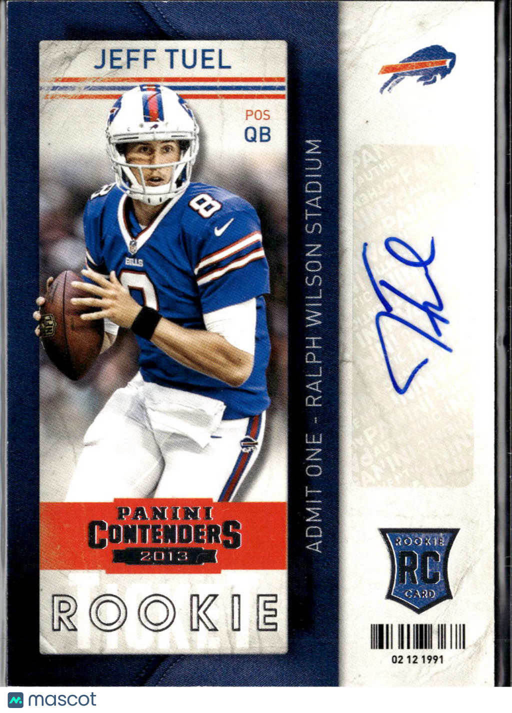 Jeff Tuel 2013 Contenders Auto Autograph RC Buffalo Bills