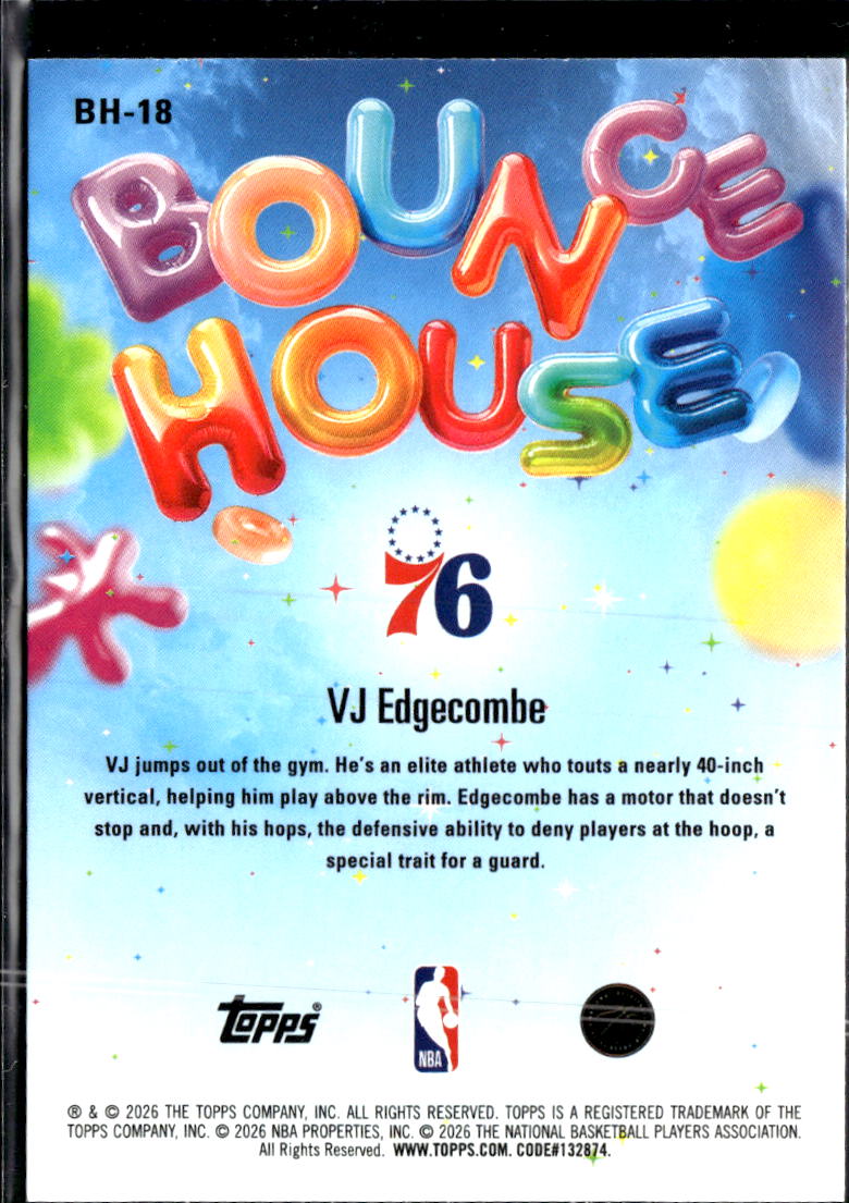 VJ Edgecombe 2026 NBA Hoops Bounce House HOLO RC Philadelphia 76ers