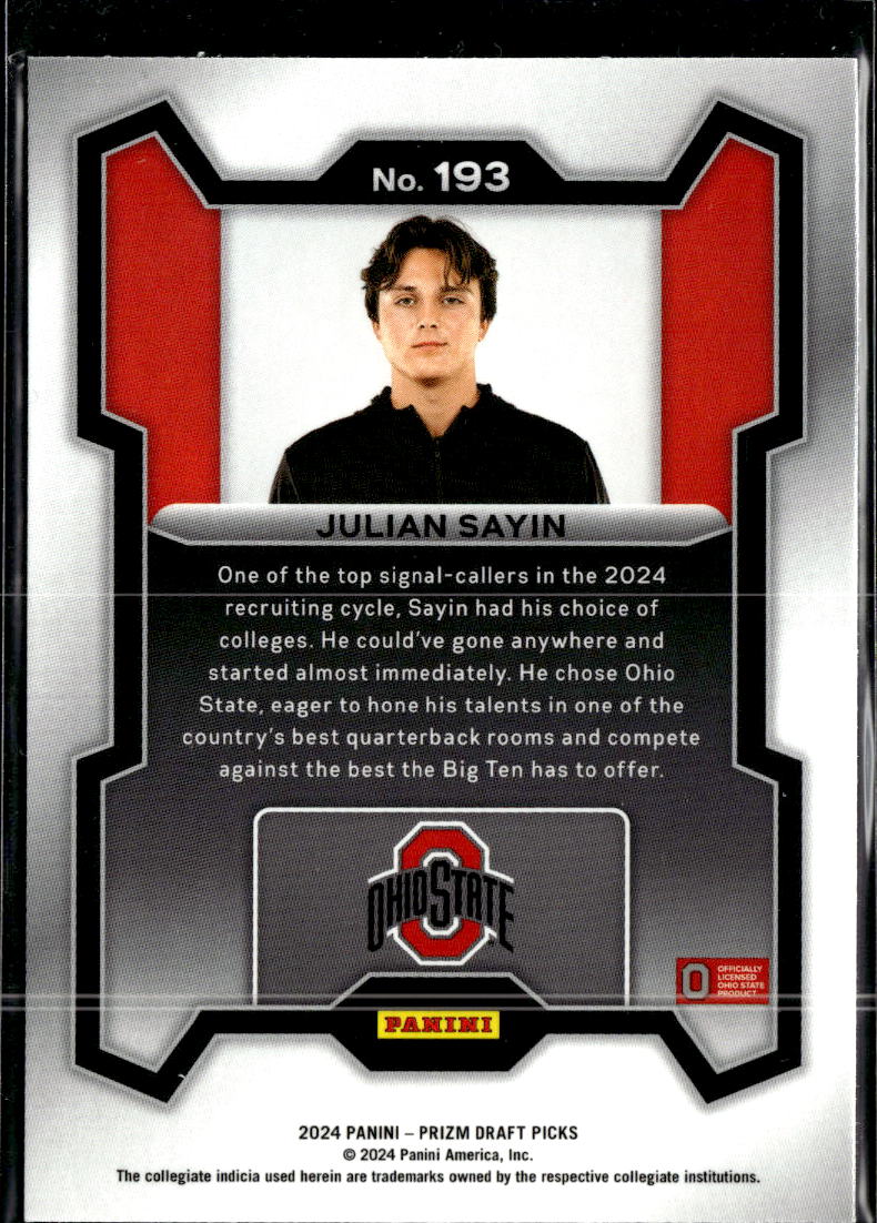 Julian Sayin 2024 Prizm Draft Picks Rookie RC Ohio State Buckeyes