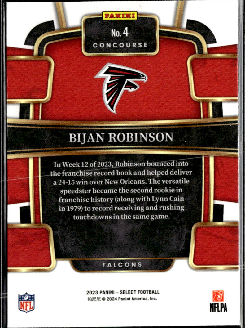Bijan Robinson 2023 Select Rookie RC Atlanta Falcons