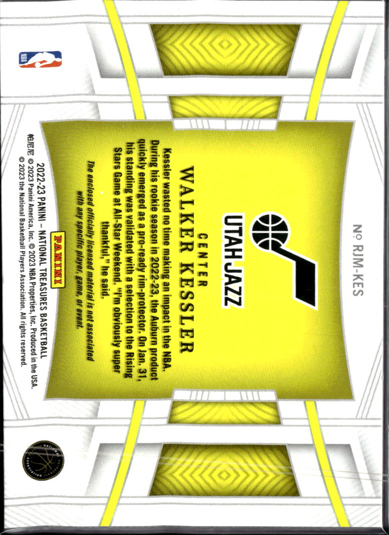 Walker Kessler 2022-23 National Treasures Jersey Patch RC 27/99 Utah Jazz