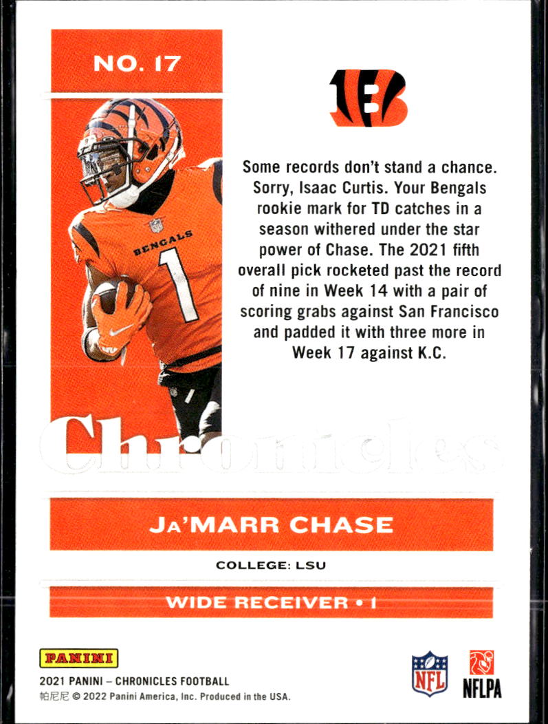 Ja'Marr Chase 2021 Panini Chronicles Rookie RC Cincinnati Bengals