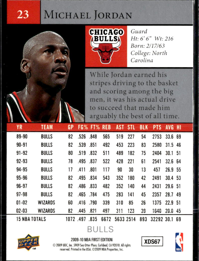 Michael Jordan 2009-10 Upper Deck First Edition #23 Chicago Bulls