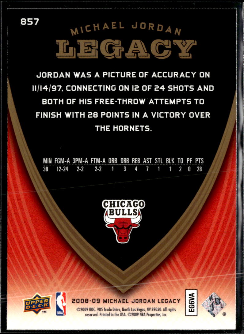 Michael Jordan 2009 Upper Deck Legacy #857 Chicago Bulls