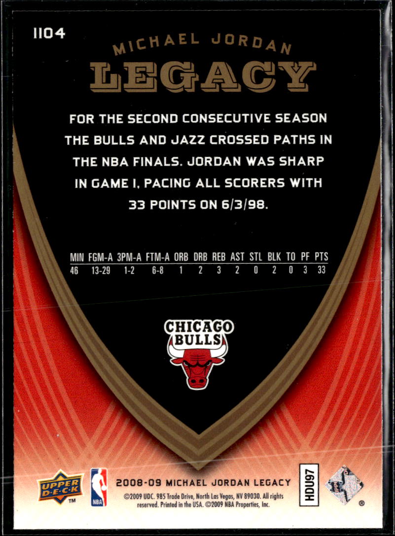 Michael Jordan 2009 Upper Deck Legacy Collection #1104 Chicago Bulls