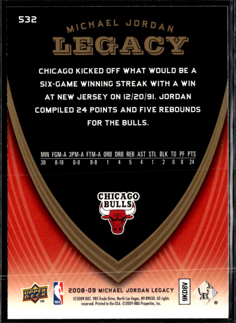 Michael Jordan 2009 Upper Deck Legacy Collection #532 Chicago Bulls