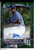 Gary Gill Hill 2025 Bowman Chrome 1st Auto Autograph Green Grass 48/99 Bay Rays