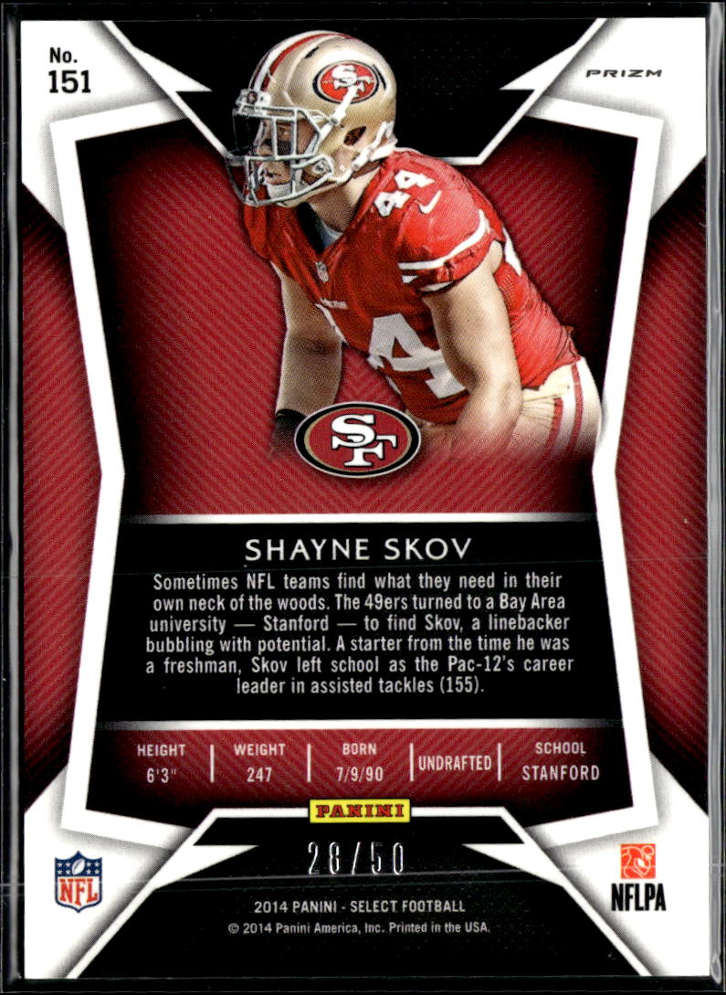 Shayne Skov 2014 Select Blue Rookie RC /50 San Francisco 49ers
