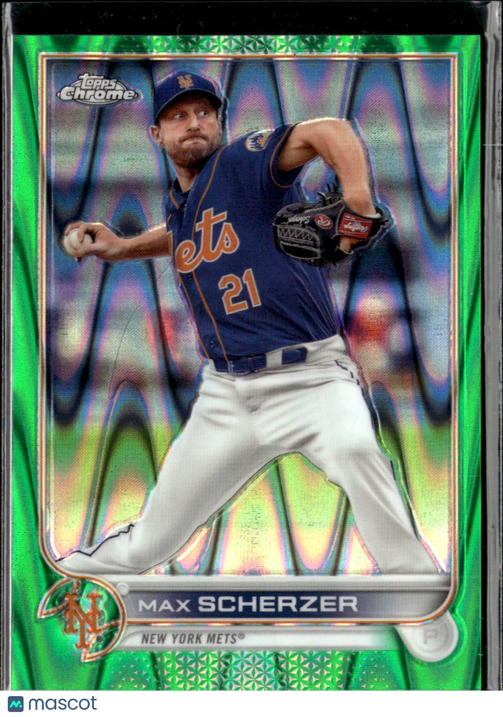 Max Scherzer 2022 Topps Chrome Green Wave Refractor /99 New York Mets