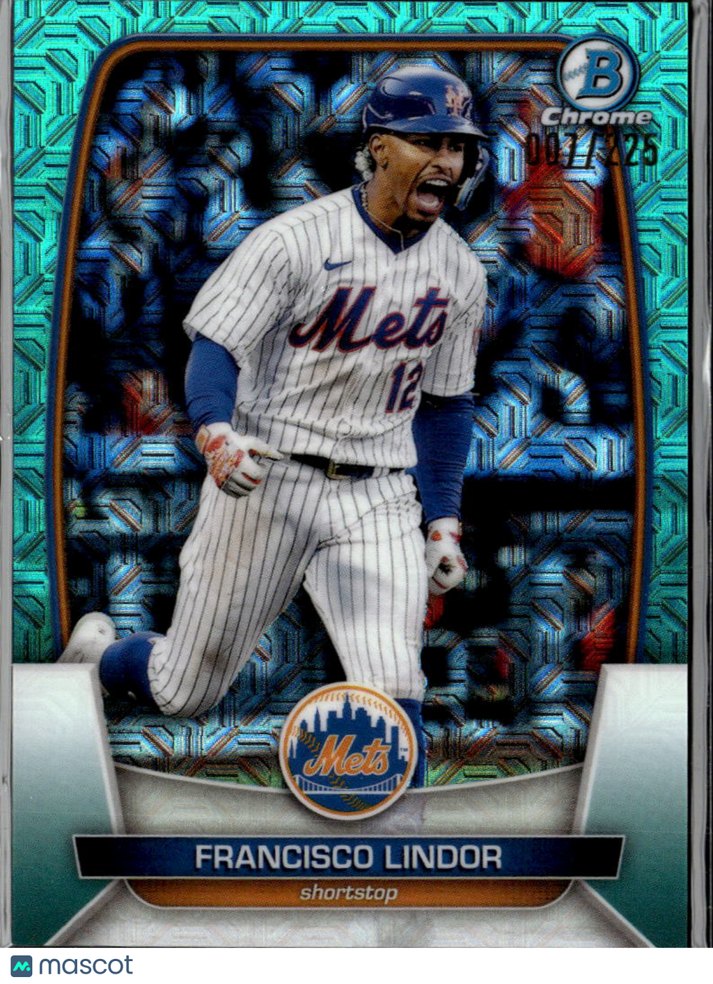 Francisco Lindor 2023 Bowman Chrome Aqua /225 New York Mets