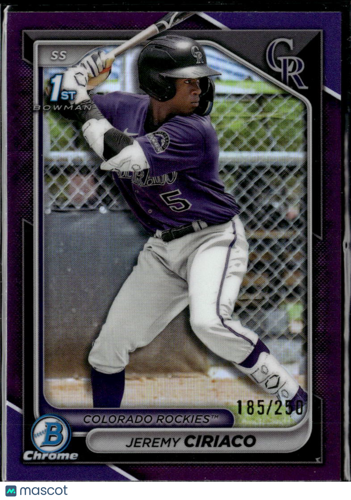 Jeremy Ciriaco 2024 Bowman Chrome 1st Purple /250 Colorado Rockies