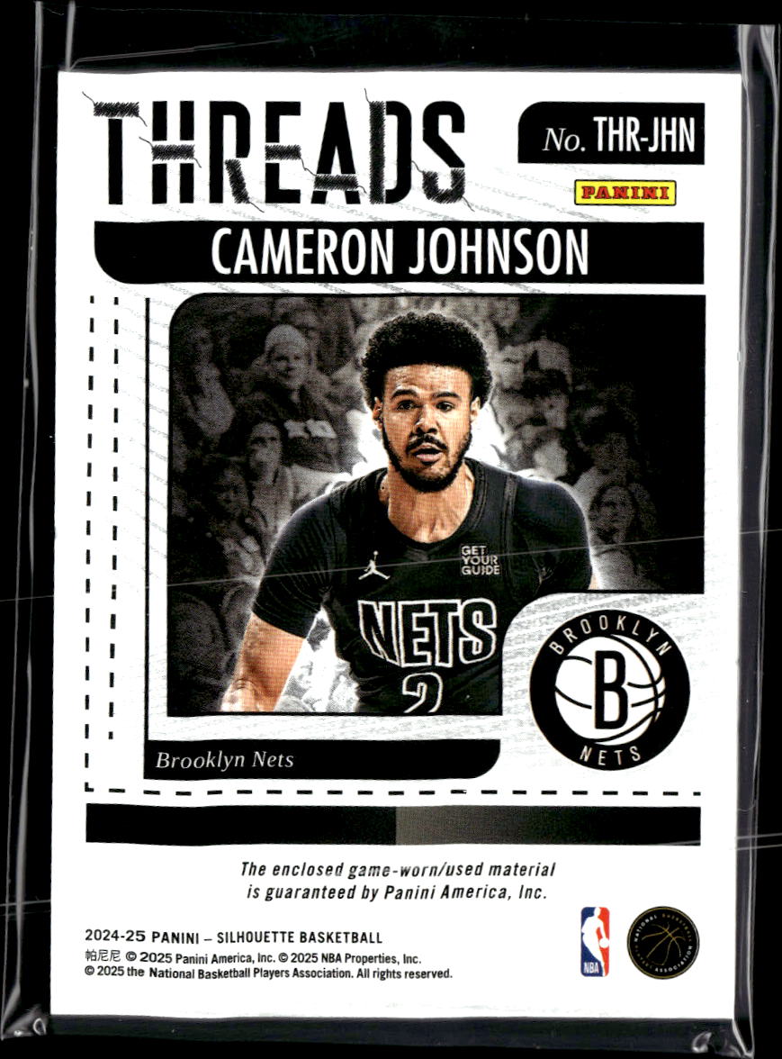 Cameron Johnson 2025 Silhouette Game Worn Jersey Patch Brooklyn Nets