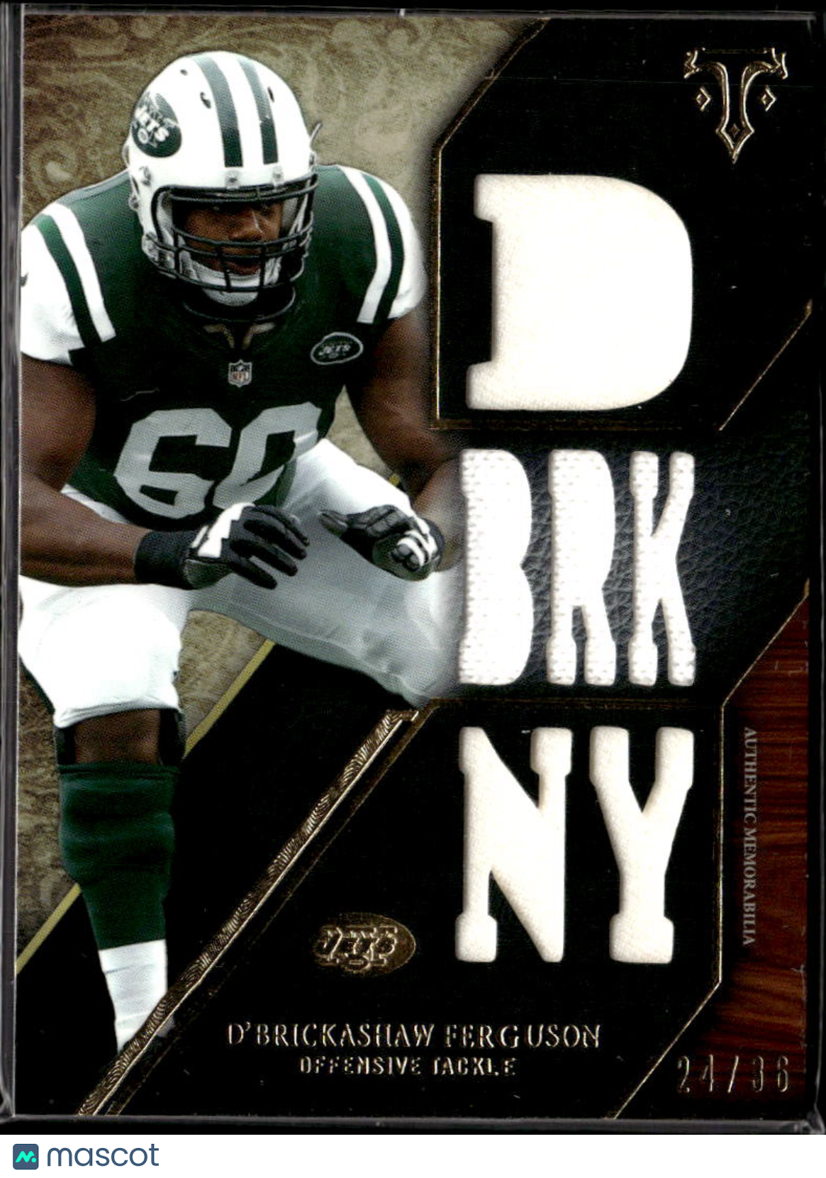 D'Brickashaw Ferguson 2014 Topps Triple Threads Jersey Patch 24/36 New York Jets