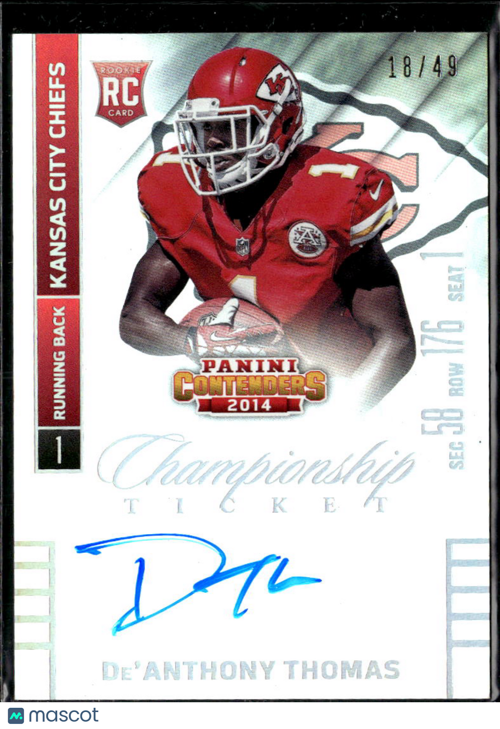 De'Anthony Thomas 2014 Contenders Championship Auto Autograph RC /49 Chiefs