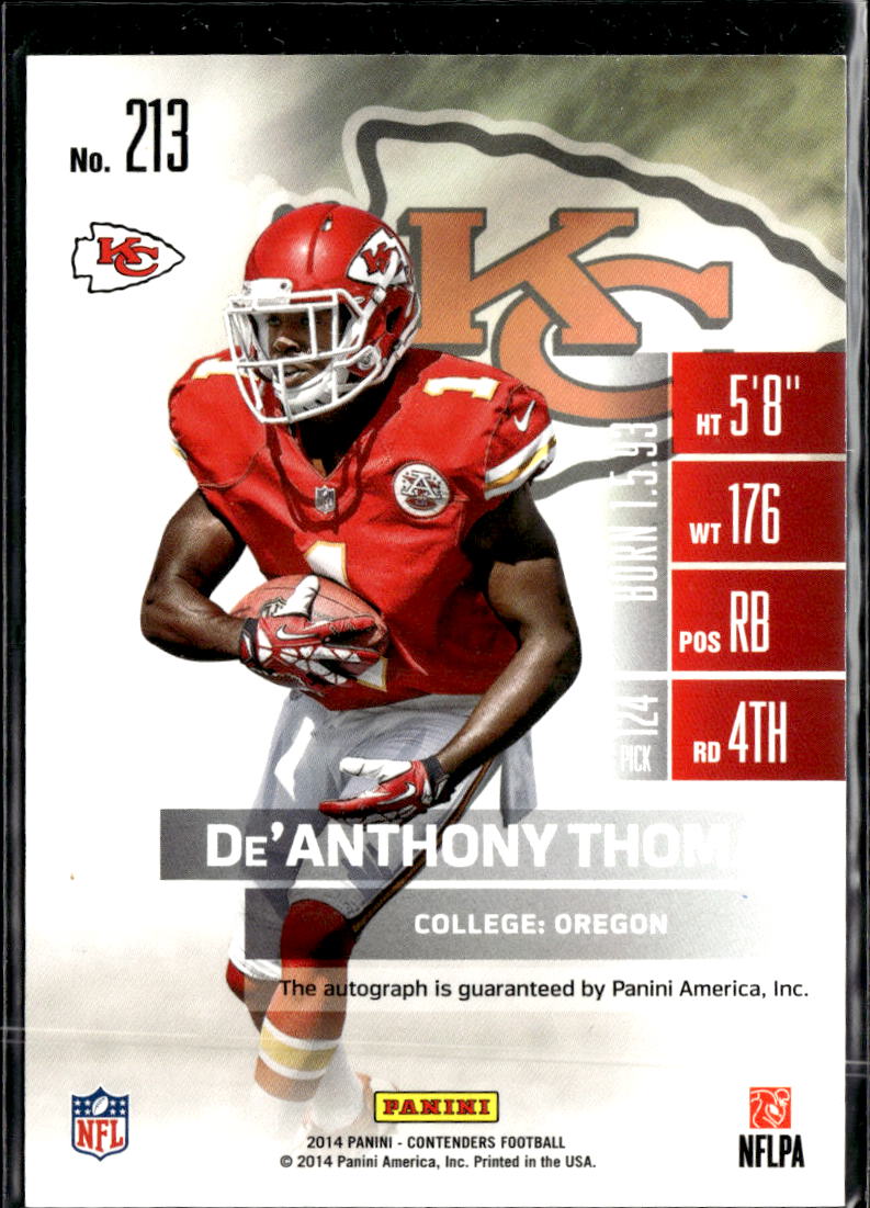 De'Anthony Thomas 2014 Contenders Championship Auto Autograph RC /49 Chiefs